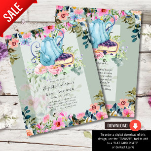 Storytime Tea Party Baby Shower Invitations Flyer