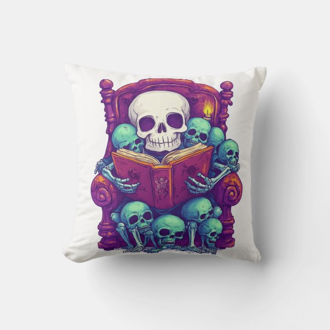 Storytime with Bones � Funny Bedtime Skeleton Cushion (Front)