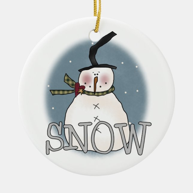 Stovepipe Hat Snowman Keepsake Ornament (Front)