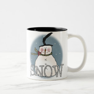Stovepipe Hat Snowman Two-Tone Coffee Mug