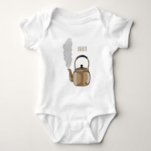 Stovetop or hob kettle cartoon illustration  baby bodysuit