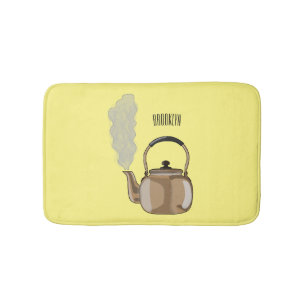 Stovetop or hob kettle cartoon illustration bath mat