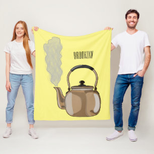 Stovetop or hob kettle cartoon illustration  fleece blanket