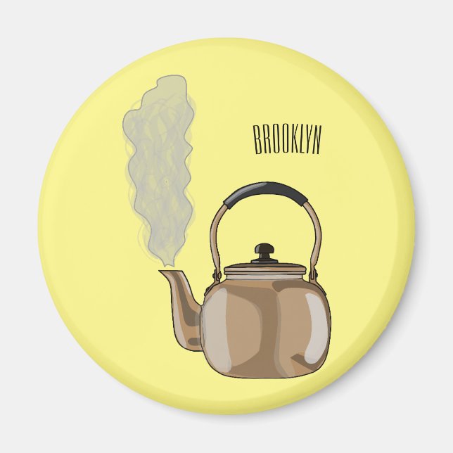 Stovetop or hob kettle cartoon illustration  magnet (Front)