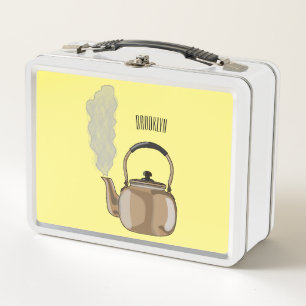 Stovetop or hob kettle cartoon illustration metal lunch box