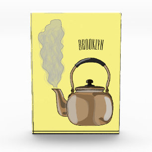 Stovetop or hob kettle cartoon illustration photo block