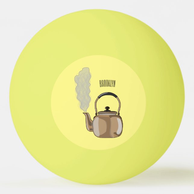 Stovetop or hob kettle cartoon illustration  ping pong ball (Front)