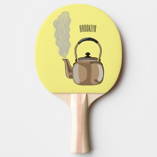 Stovetop or hob kettle cartoon illustration  ping pong paddle (Front)