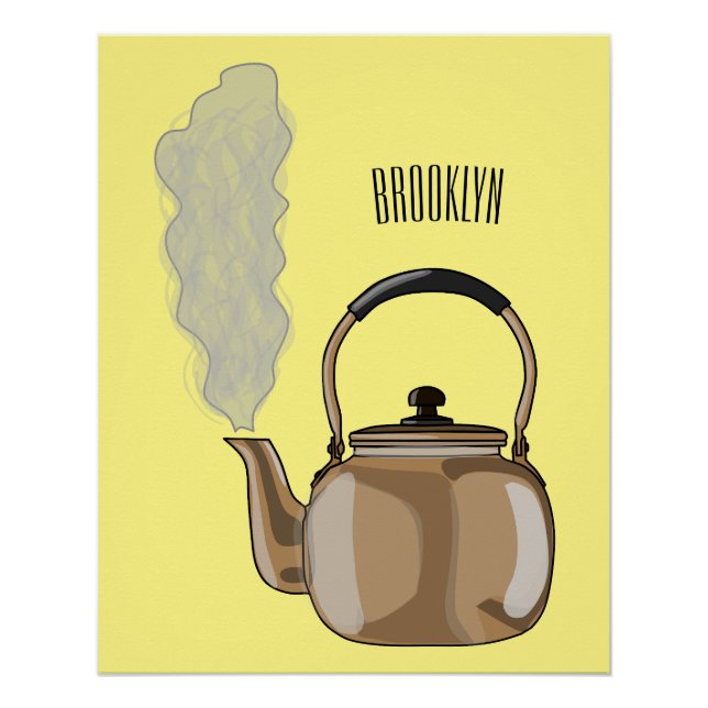 Stovetop or hob kettle cartoon illustration  poster (Front)