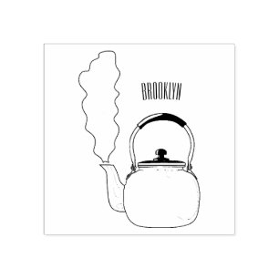 Stovetop or hob kettle cartoon illustration rubber stamp