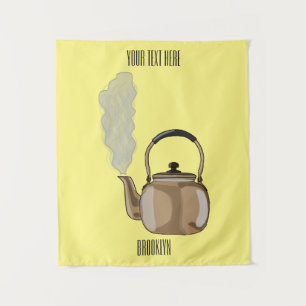 Stovetop or hob kettle cartoon illustration tapestry