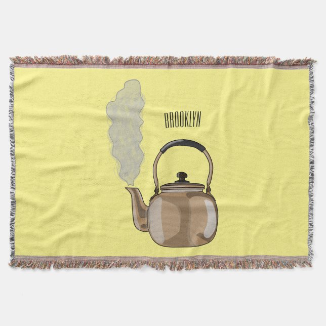 Stovetop or hob kettle cartoon illustration  throw blanket (Front)