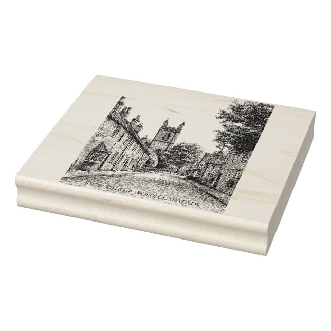 Stow-on-the-Wold Village Sketch, Cotswolds England Rubber Stamp (Stamp)