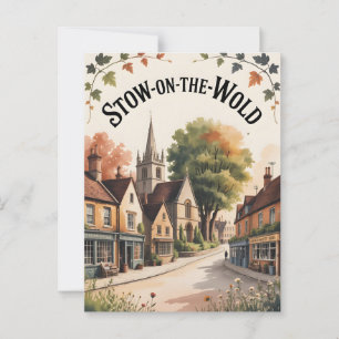 Stow on the wold vintage postcard