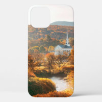 Stowe morning in Autumn with colorful foliage and