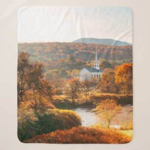 Stowe morning in Autumn with colorful foliage and Sherpa Blanket