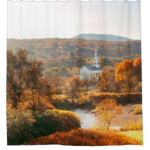 Stowe morning in Autumn with colorful foliage and Shower Curtain