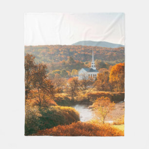 Stowe morning in Autumn with colourful foliage and Fleece Blanket