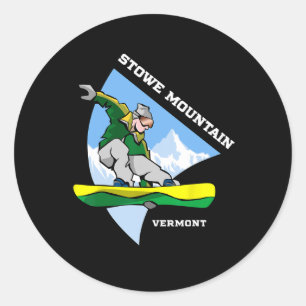 Stowe Mountain Vermont Snowboarding Snowboarder Ki Classic Round Sticker