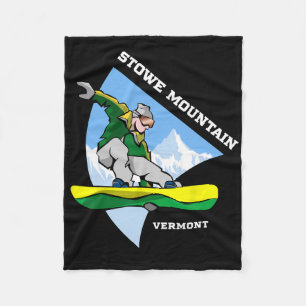 Stowe Mountain Vermont Snowboarding Snowboarder Ki Fleece Blanket