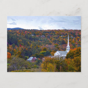 Stowe, Vermont, Community Church, Autumn Postcard