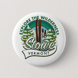 Stowe Vermont ,Explore the Wilderness ski poster. 6 Cm Round Badge