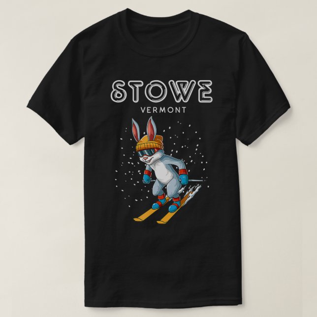 Stowe Vermont Funny Ski Rabbit  T-Shirt (Design Front)