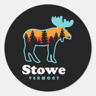 Stowe Vermont Skiing Mountains Stowe Vt Moose Classic Round Sticker