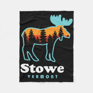Stowe Vermont Skiing Mountains Stowe Vt Moose Fleece Blanket