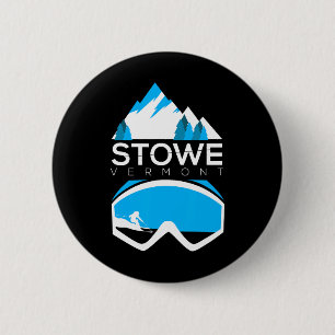 Stowe Vermont Skiing Snow Covered Mountain Tee 6 Cm Round Badge