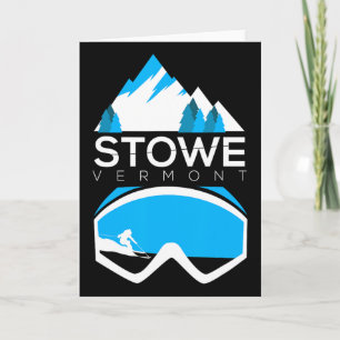 Stowe Vermont Skiing Snow Covered Mountain Tee Card