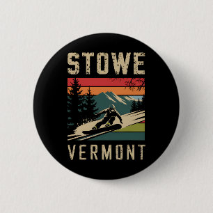 Stowe Vermont Snowboard Vintage Snowboarding Mount 6 Cm Round Badge