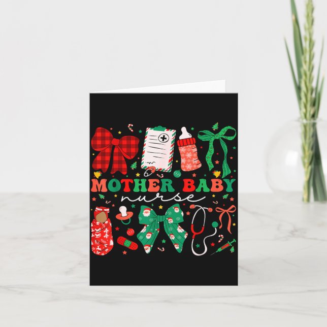 Stpartum Xmas Coquette Mother Baby Nurse Christmas Card (Front)