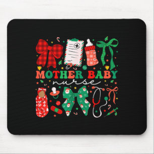 Stpartum Xmas Coquette Mother Baby Nurse Christmas Mouse Pad