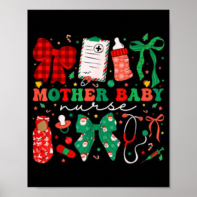 Stpartum Xmas Coquette Mother Baby Nurse Christmas Poster (Front)