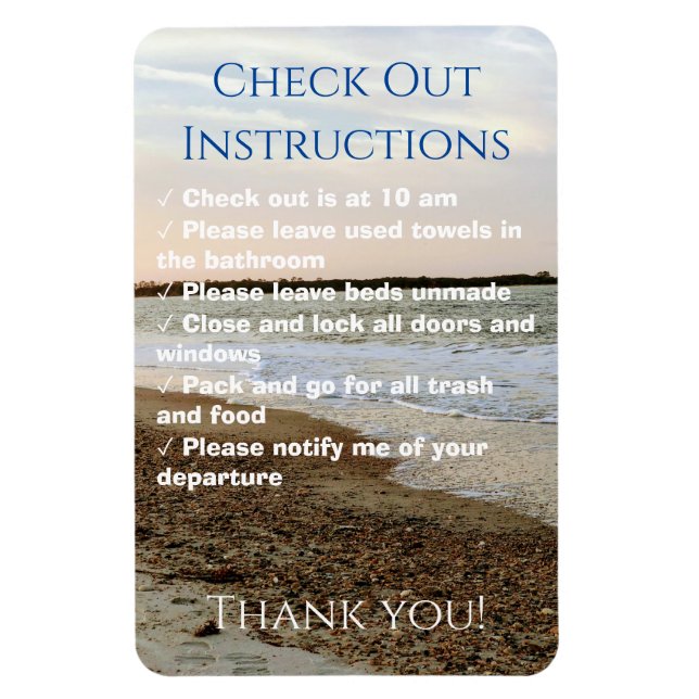 STR Rental Checkout Instructions Beach Magnet (Vertical)