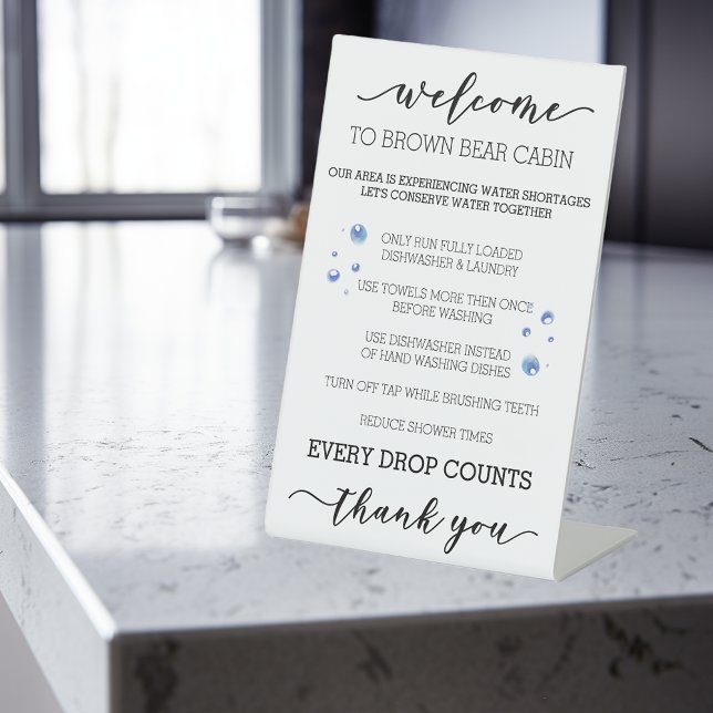 STR Water Conservation Short term Rental Vacation  Pedestal Sign (Creator Uploaded)