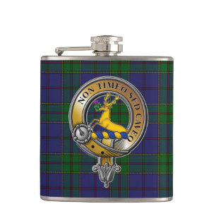 Strachan Tartan & Badge Hip Flask