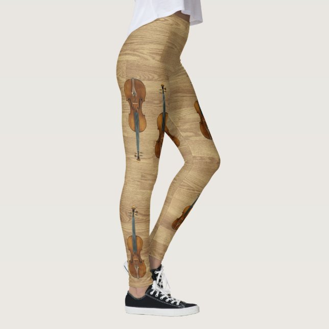 Stradivarius Violins on Wood Panel Look Leggings (Right)