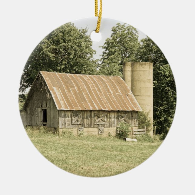 Strafford Mo Barn Antique Ceramic Ornament (Front)