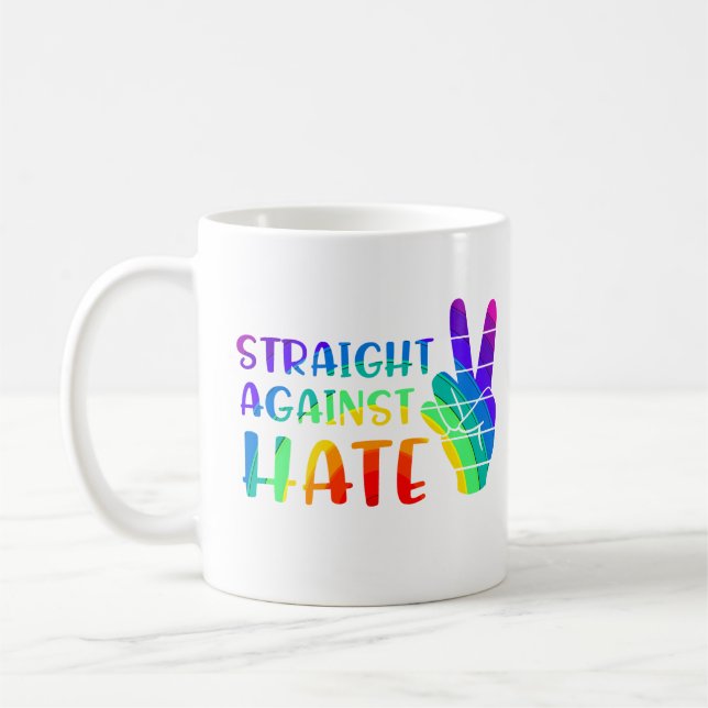 Straight Against Hate - LGBTQ+ Ally Pride Coffee Mug (Left)