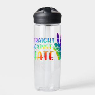 Straight Against Hate - LGBTQ+ Ally Pride Sticker Water Bottle