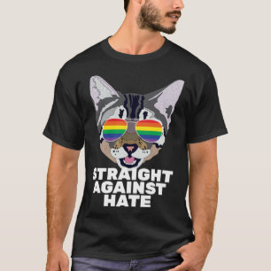 Straight Against Hate Vintage Cat Gay Pride T-Shirt