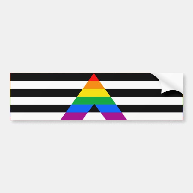 STRAIGHT ALLY FLAG BAR BUMPER STICKER (Front)