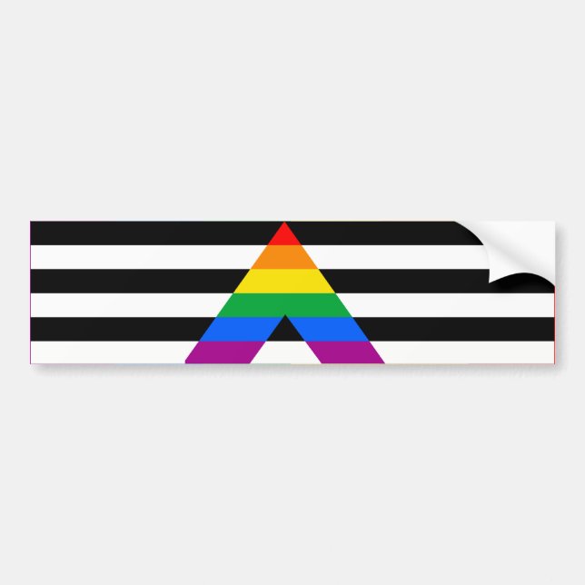STRAIGHT ALLY FLAG BAR BUMPER STICKER (Front)