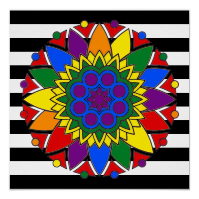 Straight Ally Flag Colours LGBT Supporter Mandala Poster (Front)