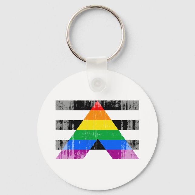 Straight Ally Flag distressed Key Ring (Front)