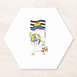 Straight Ally Flag Unicorn Trans Gay Pride LGBTQIA Paper Coaster