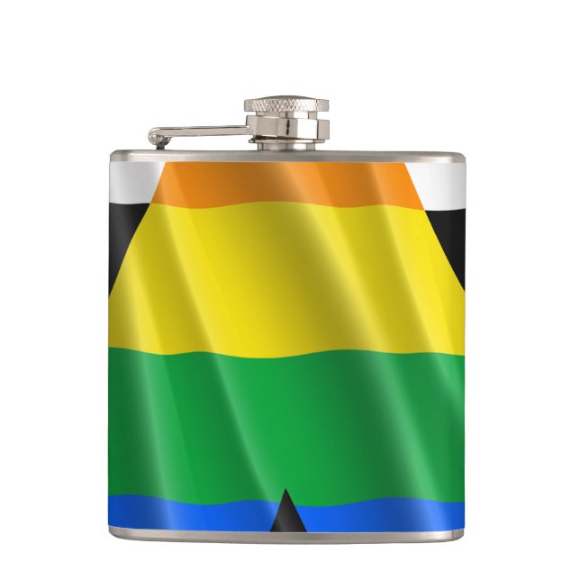 STRAIGHT ALLY FLAG WAVY DESIGN -.png Hip Flask (Front)