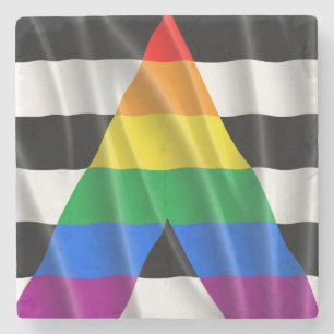 STRAIGHT ALLY FLAG WAVY DESIGN -.png Stone Coaster